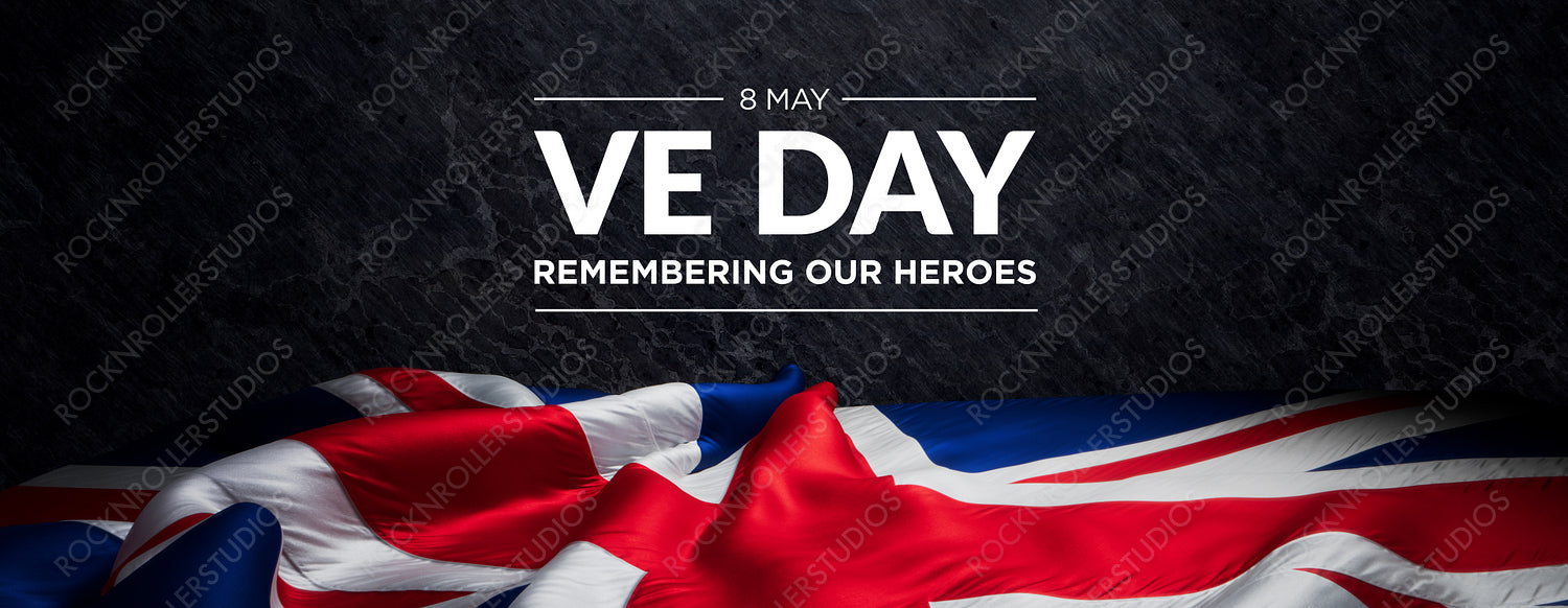 VE Day Tribute: Union Jack & Heroic Remembrance on Dark Textured Background