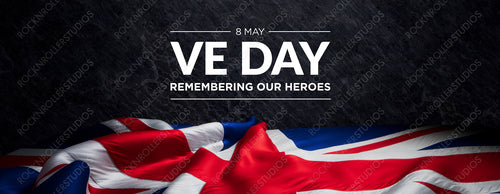 VE Day Tribute: Union Jack & Heroic Remembrance on Dark Textured Background