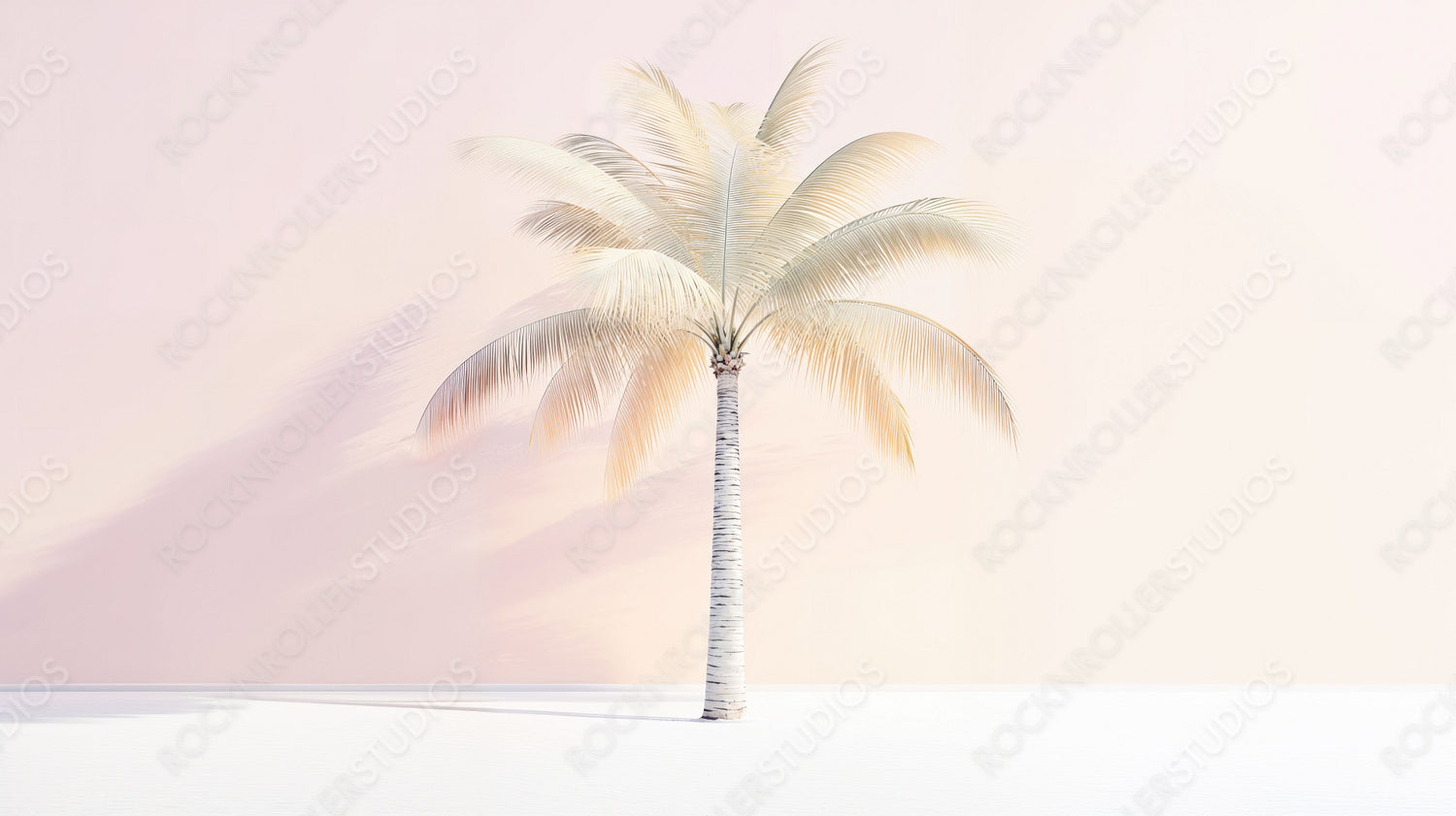 Serene Tropical Escape: Elegant Palm Tree Against Soft Pink Gradient