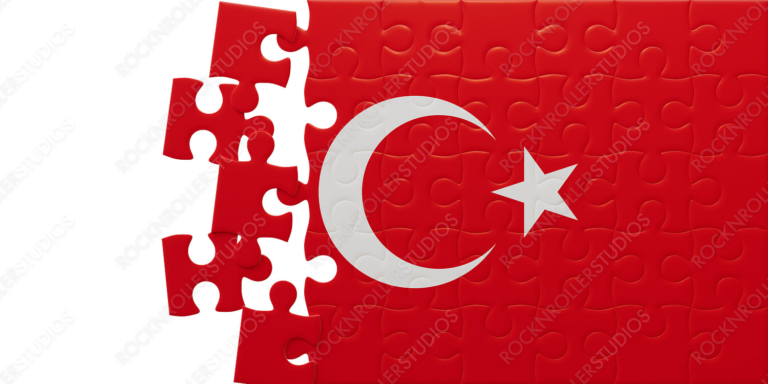 Creative Puzzle Design of Turkish Flag with Detached Pieces