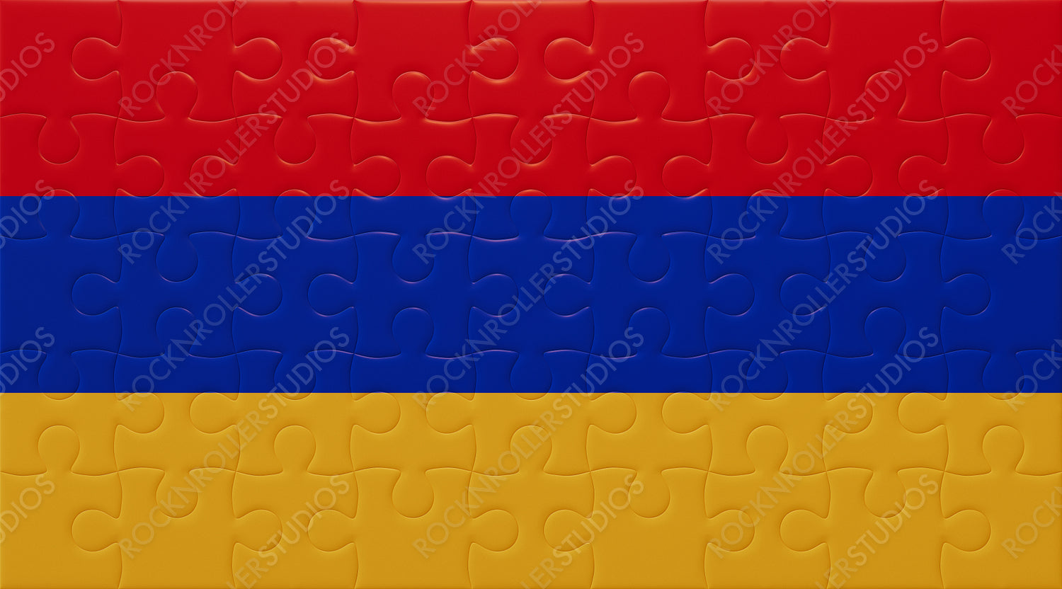 Seamless Puzzle Flag of Armenia: Red, Blue, Yellow Stripes in an Interlocking Design