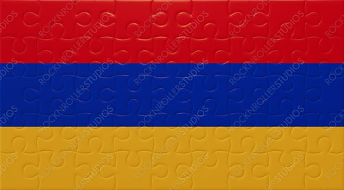 Seamless Puzzle Flag of Armenia: Red, Blue, Yellow Stripes in an Interlocking Design