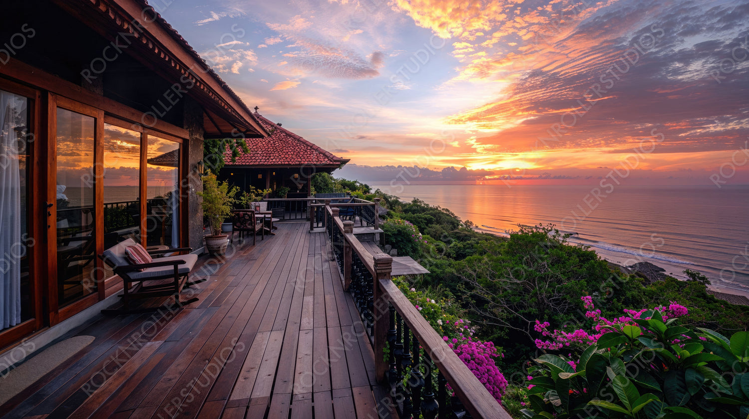 Scenic Sunset Villa Deck - Ocean View, Cozy Retreat, Serene Atmosphere