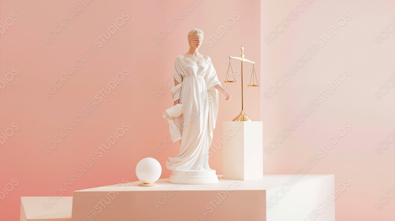 Elegant Law Concept with Justice Statue and Scales