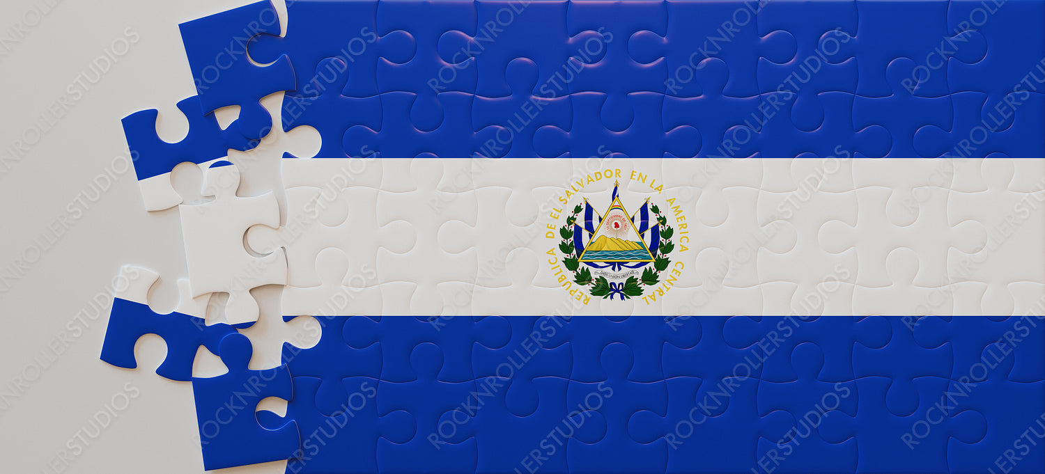 Creative Jigsaw Puzzle of El Salvador Flag: National Symbol with Unfinished Pieces