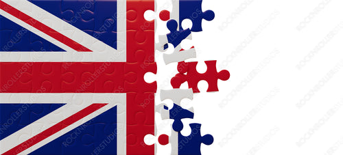 Creative Puzzle Concept: Incomplete Union Jack with Loose Pieces