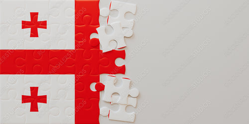 Partially Completed Georgian Flag Puzzle on White: A Creative Challenge!