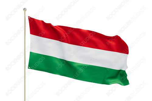 Proudly Fluttering: Hungarian National Flag Waves in the Wind. Transparent PNG