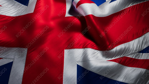Vibrant Close-Up of the Union Jack: A Symbol of National Pride in Vivid Red, White, and Blue. Premium Background with copy-space