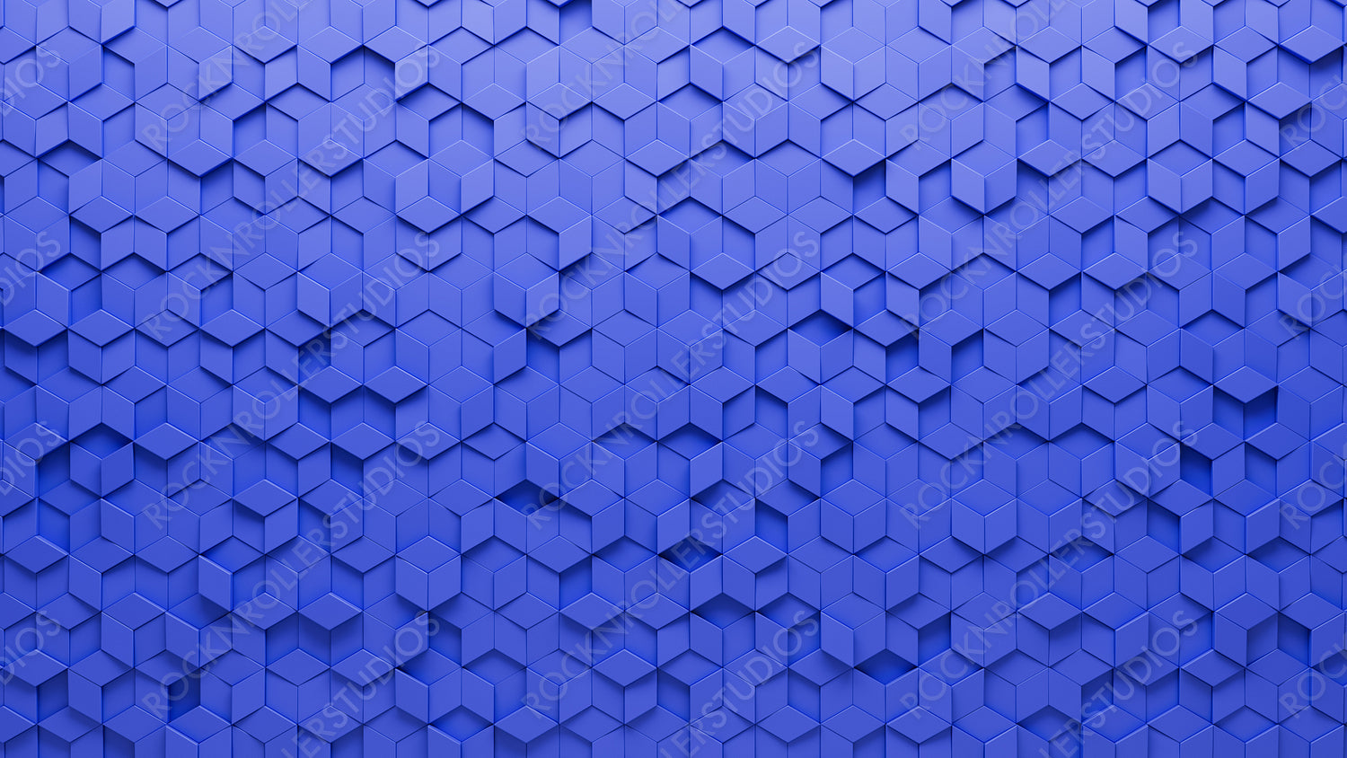 Polished Tiles arranged to create a 3D wall. Diamond Shaped, Futuristic Background formed from Blue blocks. 3D Render