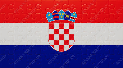 Croatian Pride in a Puzzle: Vibrant Flag with Coat of Arms Jigsaw