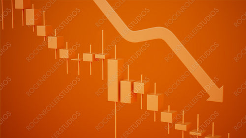Striking Decline in Stock Market: Orange Candlestick Chart with Downward Arrow