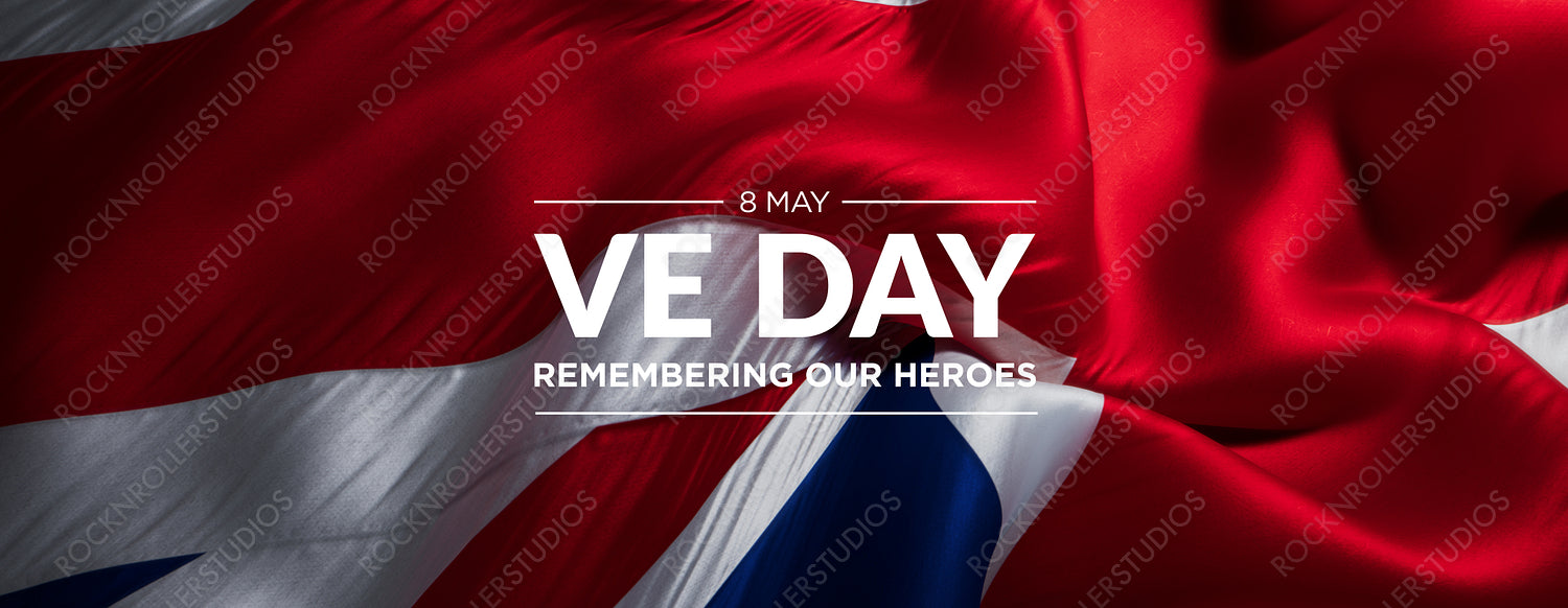 Vibrant VE Day Tribute: Allied Flags & Heroic Remembrance Text