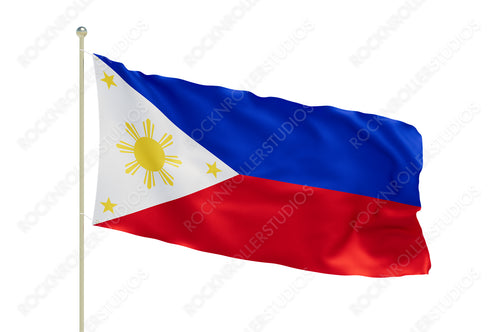 Vibrant Philippine Flag on a Flagpole: National Pride with Sun & Stars. Transparent PNG