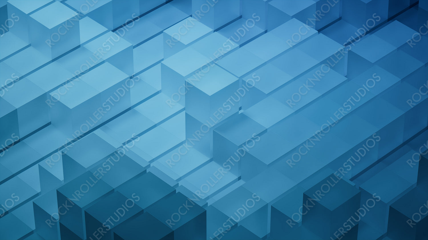 Contemporary Tech Wallpaper with Neatly Constructed Translucent Cubes. Blue, 3D Render.
