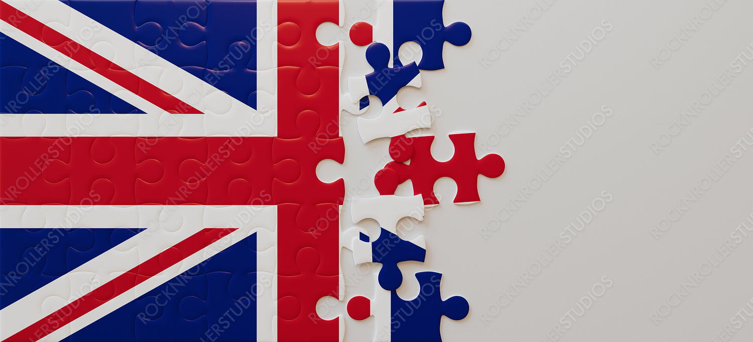 Creative Puzzle Concept: Incomplete Union Jack with Loose Pieces