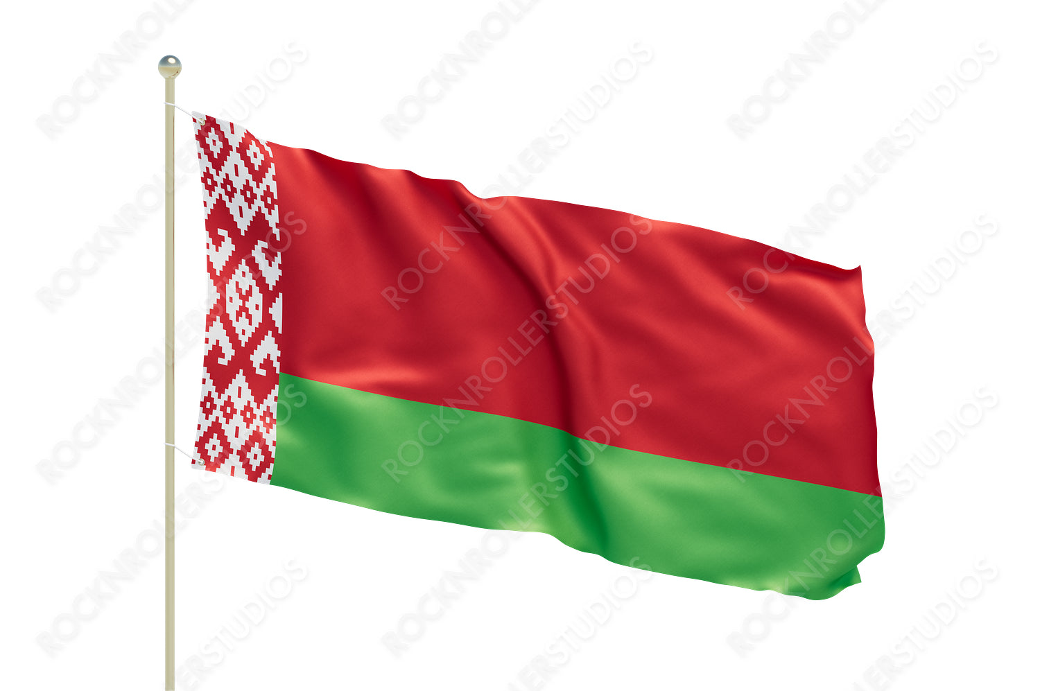 Vibrant Belarus Flag with Traditional Ornamental Design - National Pride and Identity. Transparent PNG
