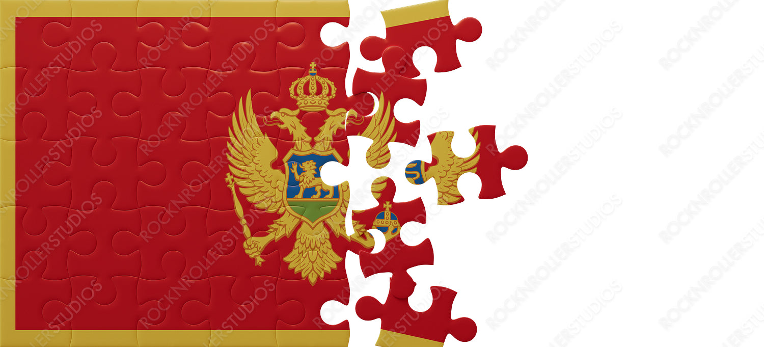 Montenegro Pride: Incomplete Jigsaw Puzzle of National Flag with Iconic Double-Headed Eagle