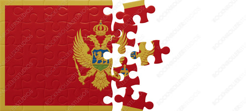 Montenegro Pride: Incomplete Jigsaw Puzzle of National Flag with Iconic Double-Headed Eagle