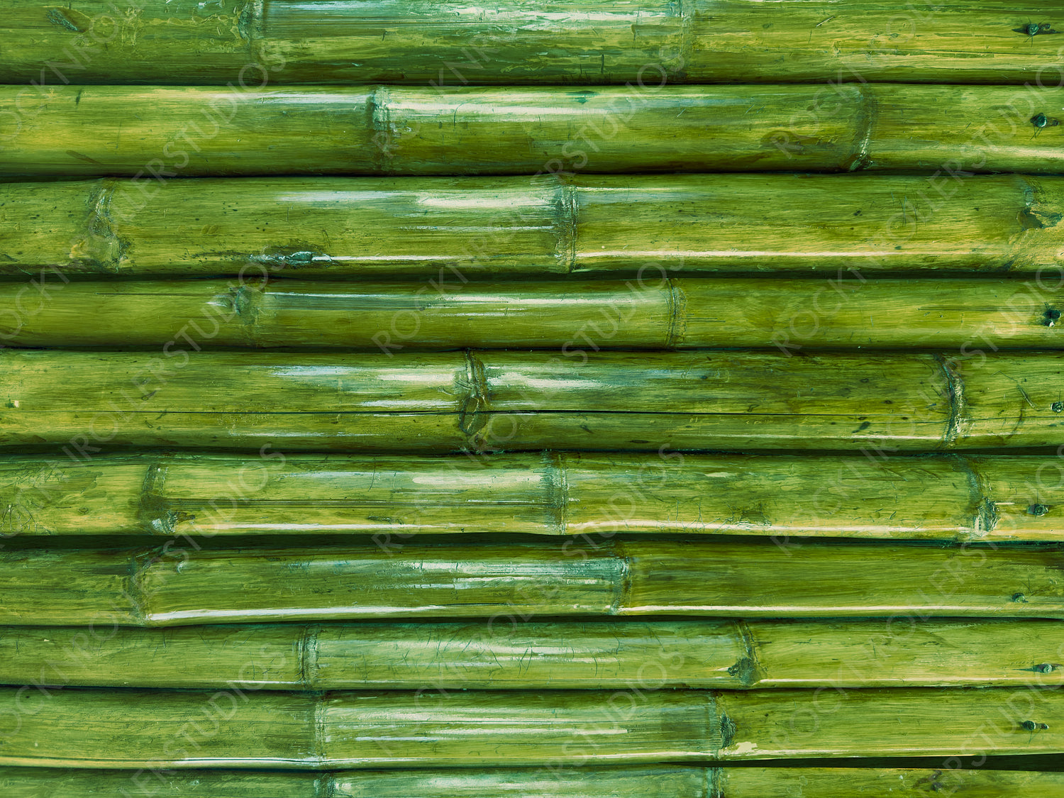 Close-Up Green Bamboo Poles Texture Horizontal