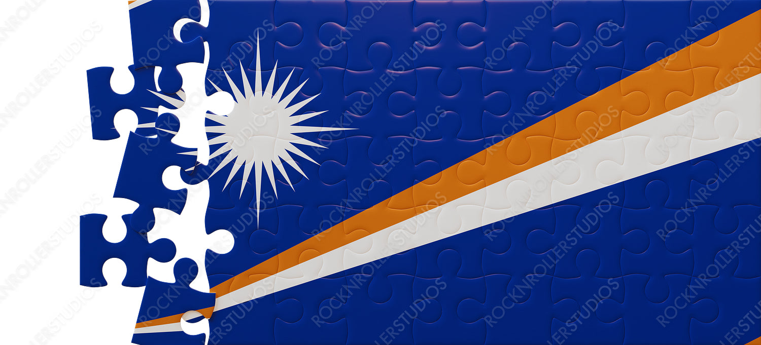 Vibrant Marshall Islands Flag as an Unfinished Jigsaw Puzzle: Symbol of Unity and Challenge