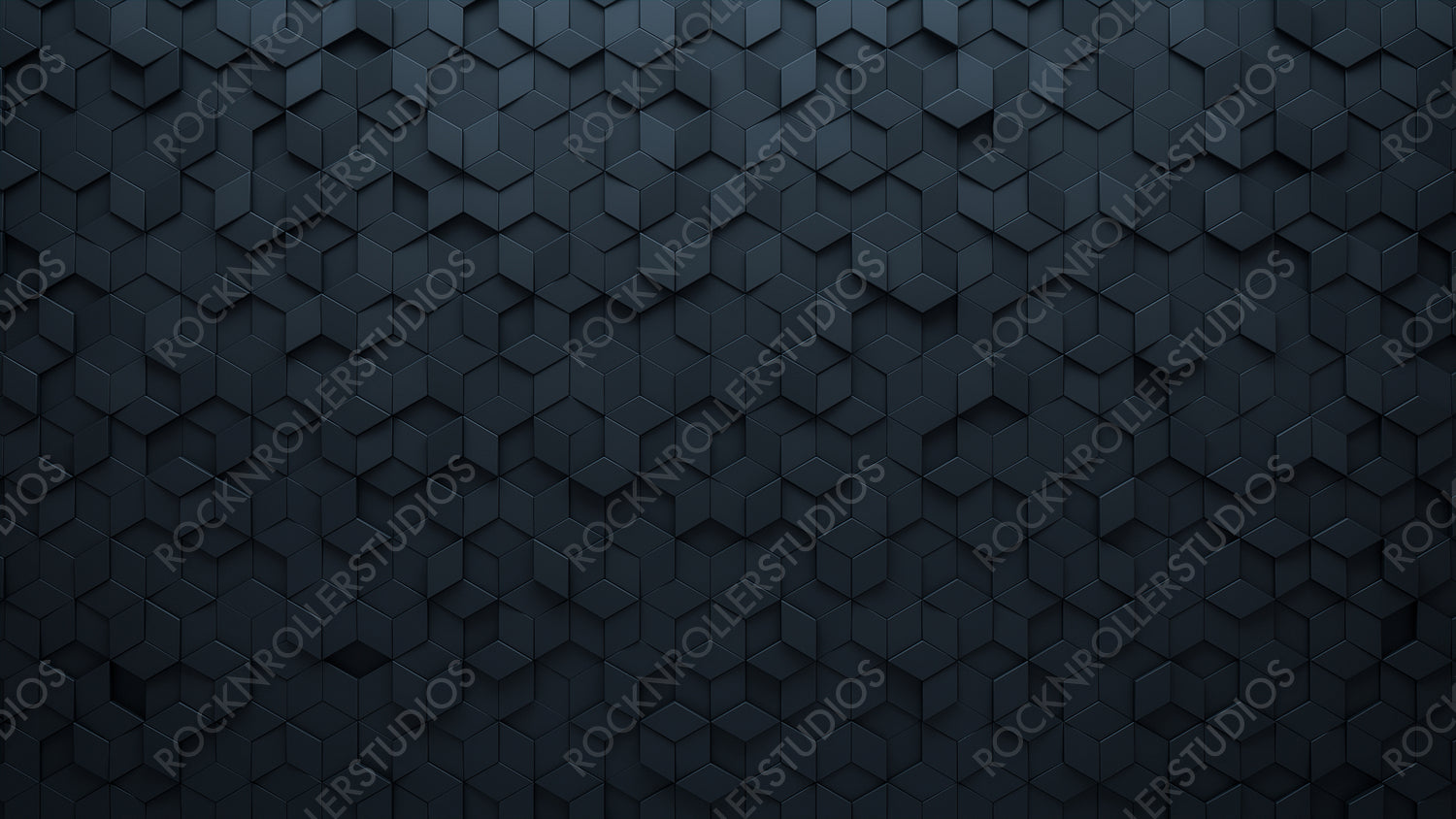 Black, 3D Wall background with tiles. Semigloss, tile Wallpaper with Polished, Diamond Shaped blocks. 3D Render
