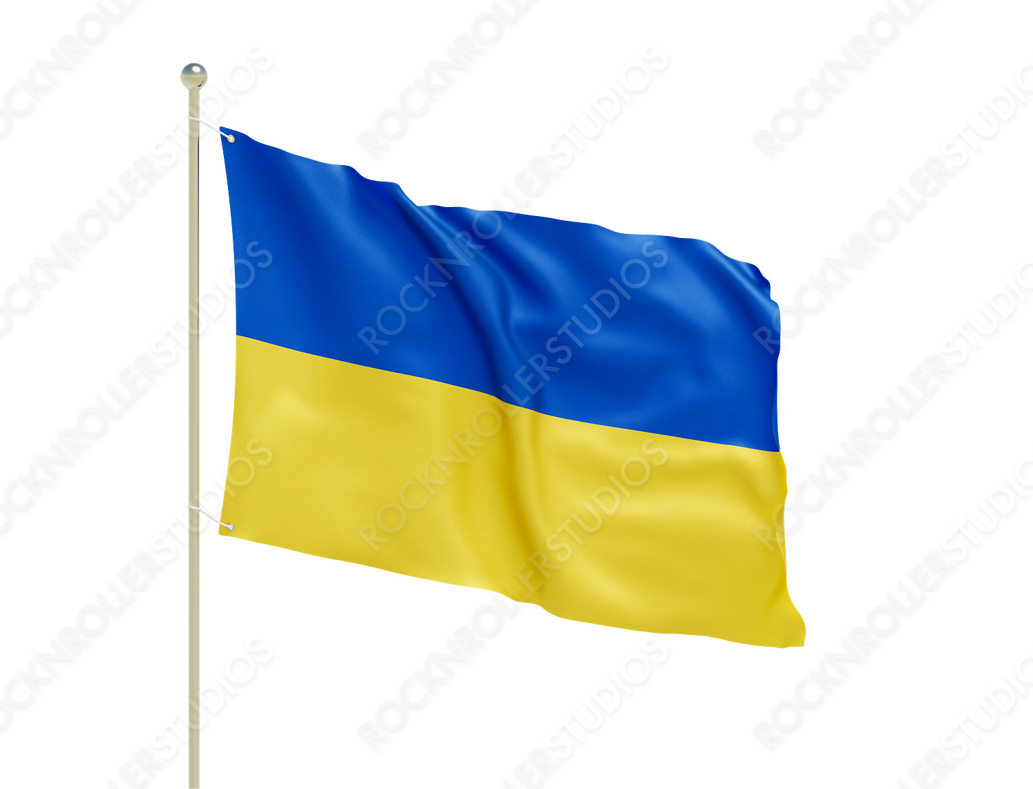 Proud Ukrainian Flag Waving in the Wind: Vivid Blue and Yellow Bands. Transparent PNG