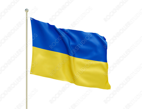 Proud Ukrainian Flag Waving in the Wind: Vivid Blue and Yellow Bands. Transparent PNG