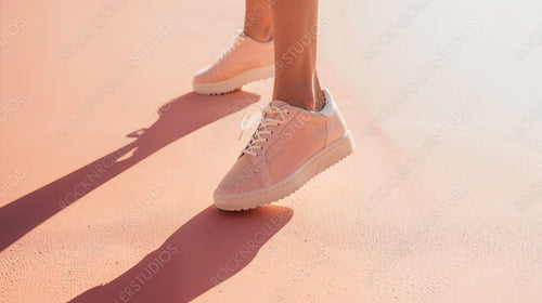 Stylish Pink Sneakers in Minimalist Active Lifestyle Concept