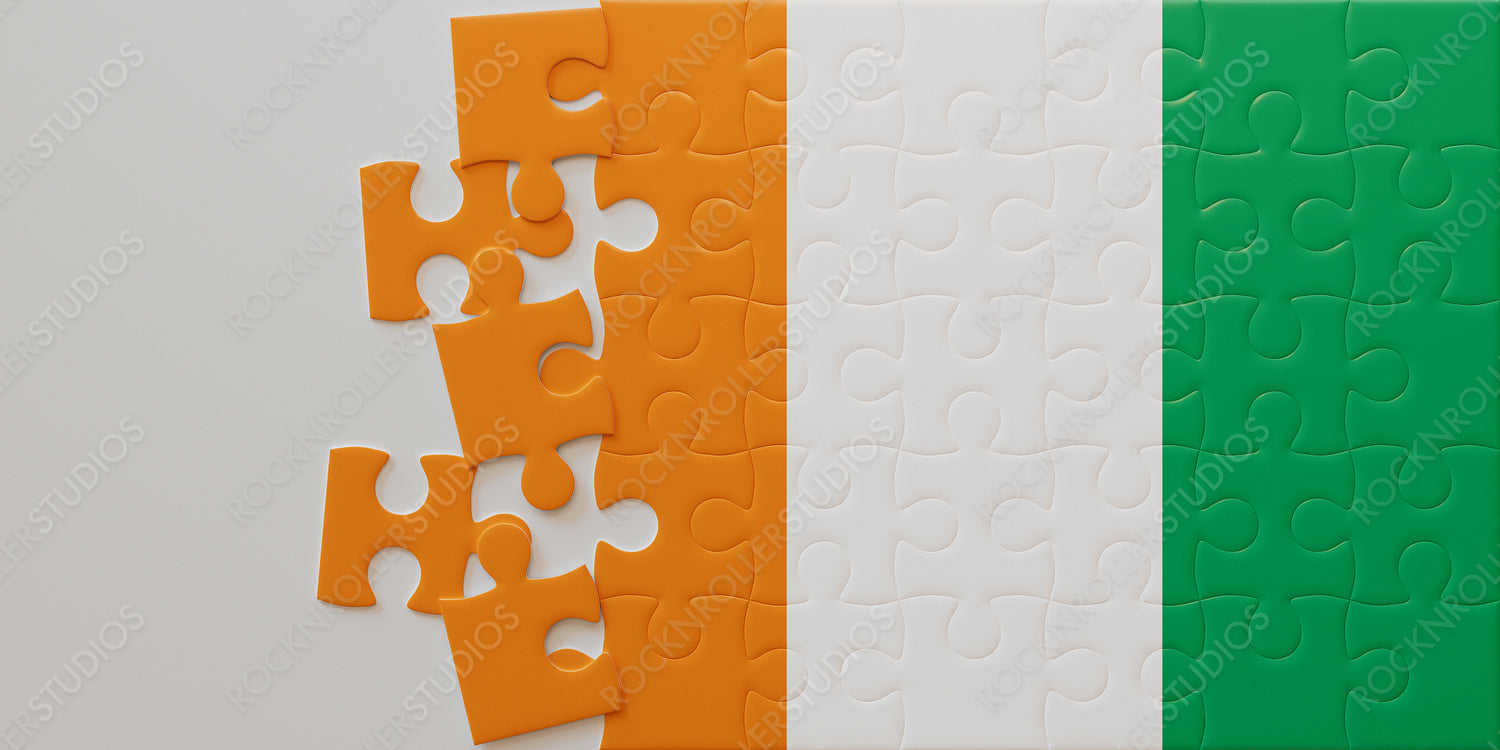 Connecting the Pieces: Cote d'Ivoire Flag Jigsaw Puzzle Symbolizing Teamwork and Strategy
