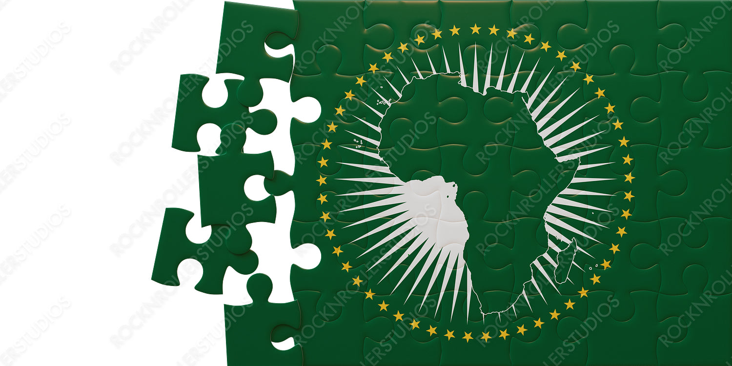 Partially Assembled African Union Flag Puzzle: Unity and Diversity Symbol
