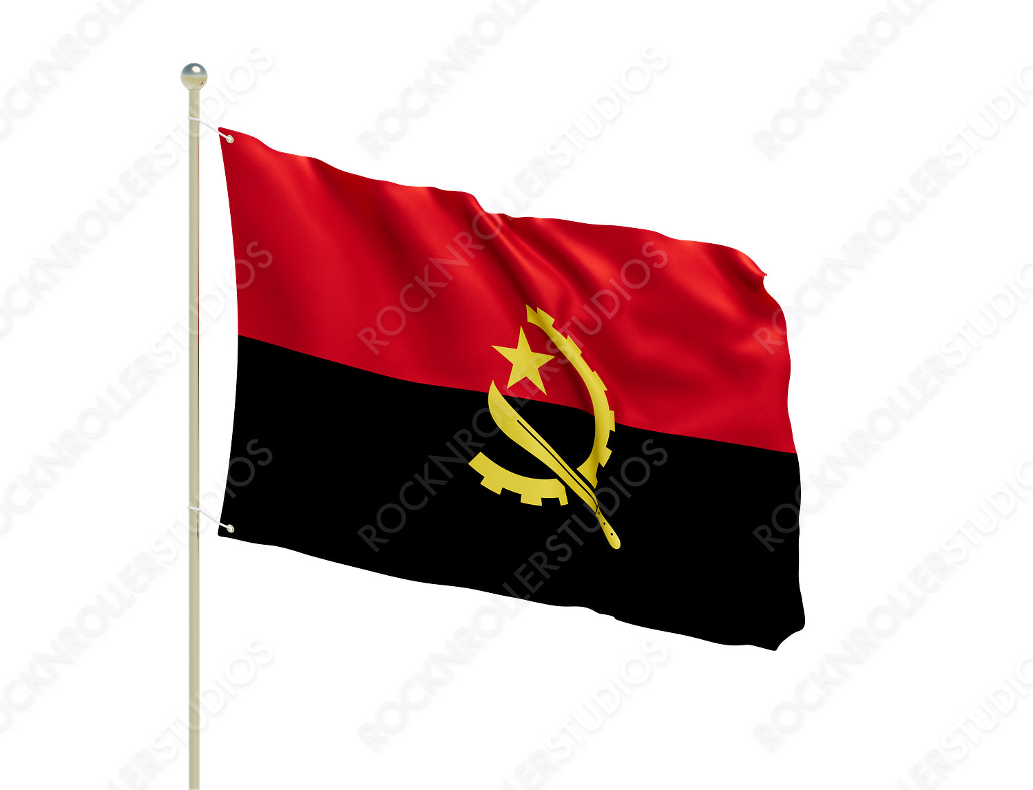 Waving Angola Flag with Vibrant Emblem : National Pride and Symbol. Transparent PNG