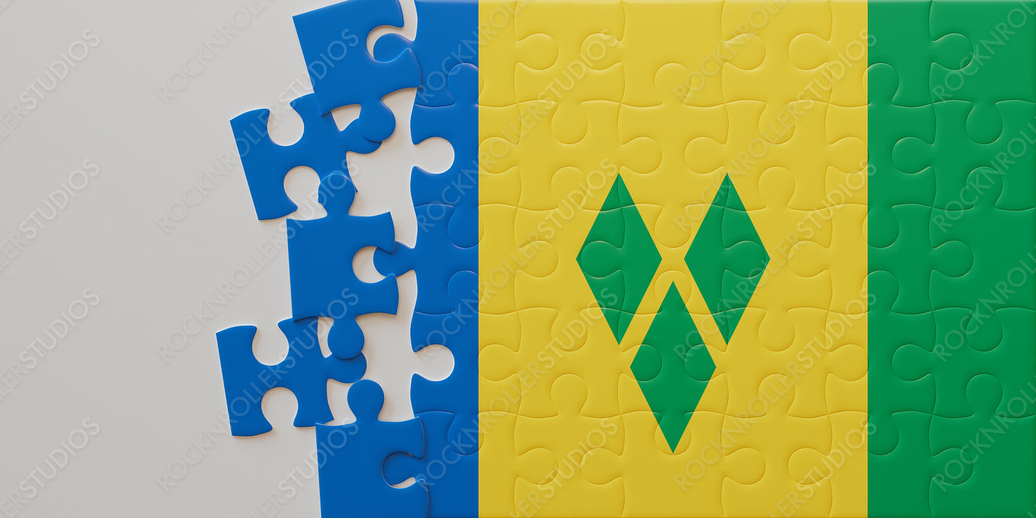 Creative Puzzle Piece Art of Saint Vincent and the Grenadines Flag