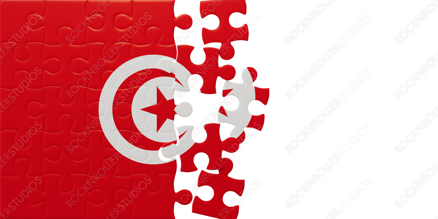 Creative Jigsaw Puzzle with Incomplete Turkish Flag Design - Red and White Symbolic Assemblage