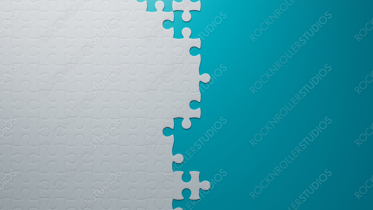 Final Piece to Complete the Strategy Puzzle - White Jigsaw on Turquoise