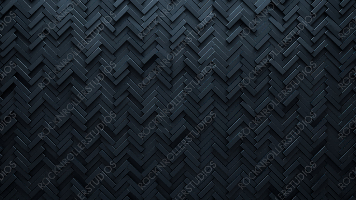 Herringbone Tiles arranged to create a Polished wall. Futuristic, Black Background formed from 3D blocks. 3D Render