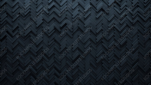 Herringbone Tiles arranged to create a Polished wall. Futuristic, Black Background formed from 3D blocks. 3D Render