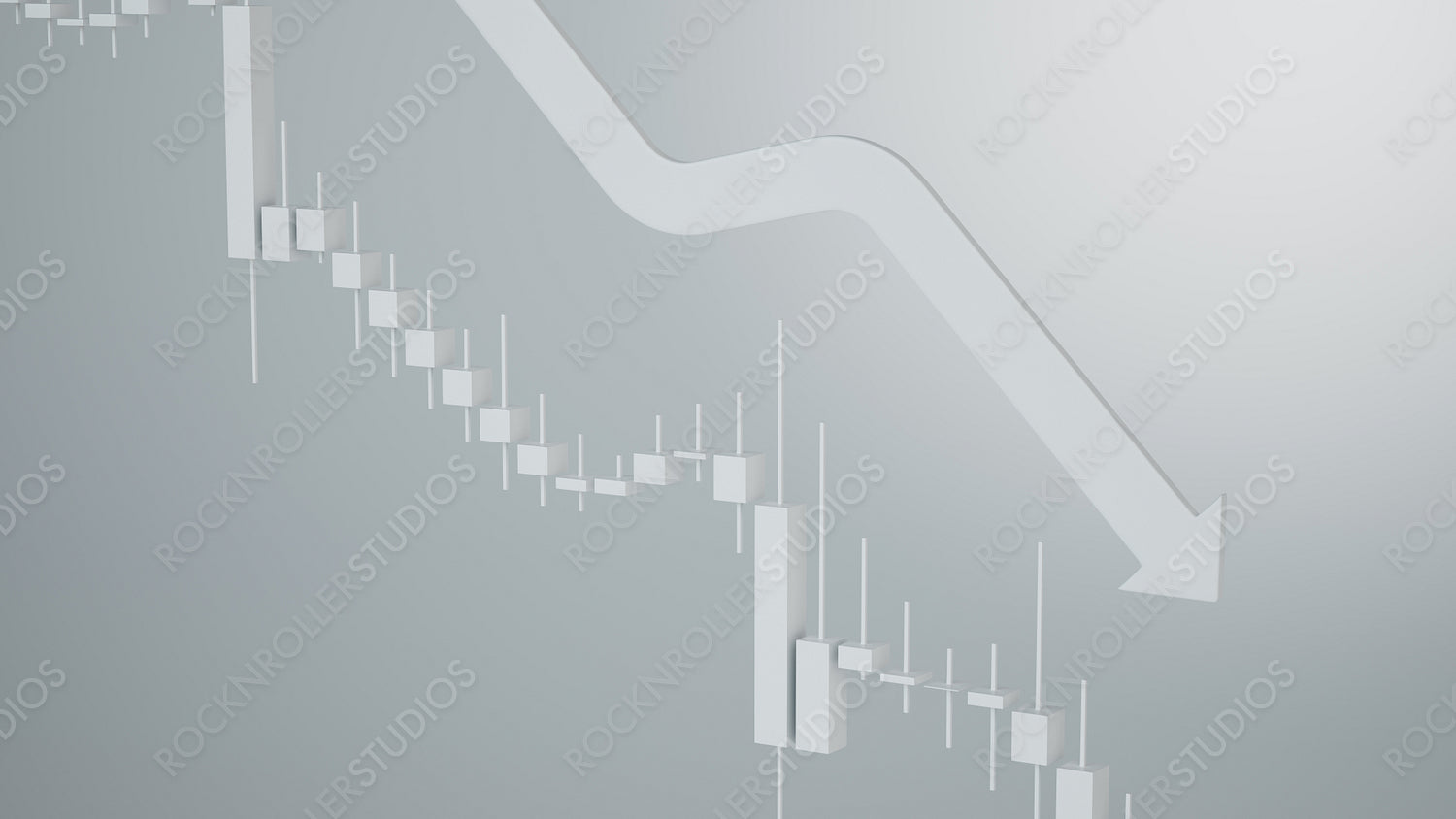 Modern Minimalist Downtrend: Abstract Monochrome Arrow and Bars Design