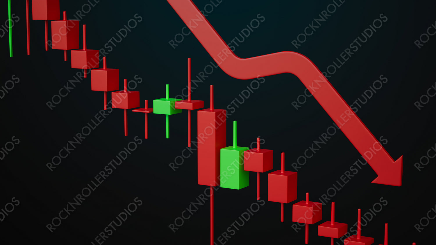 Striking Bear Market Chart: Candlestick Downtrend with Red Arrow Highlight
