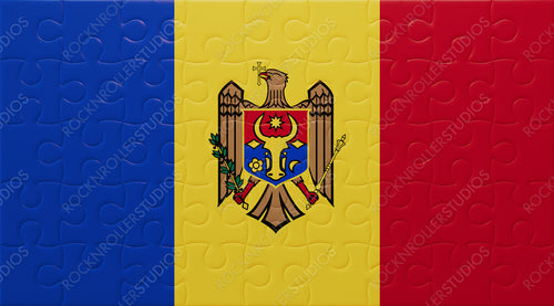 Vibrant Moldova Flag Puzzle: National Colors and Emblematic Eagle Coat of Arms