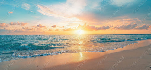 Peaceful Sunset Beach. Scenic Honeymoon Location. Tourism wallpaper.