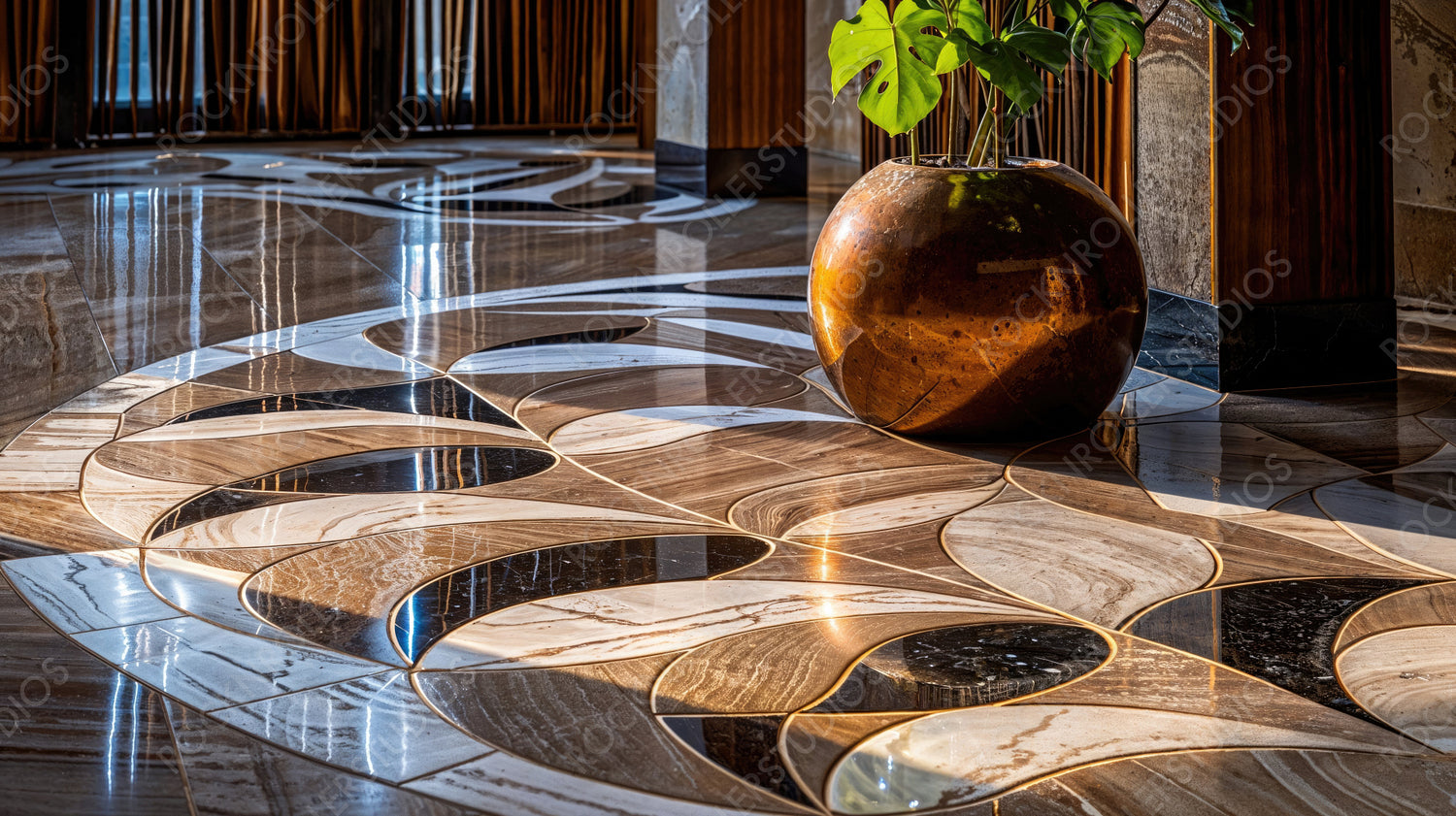 Elegant Indoor Plant in Artistic Vase on Decorative Floor