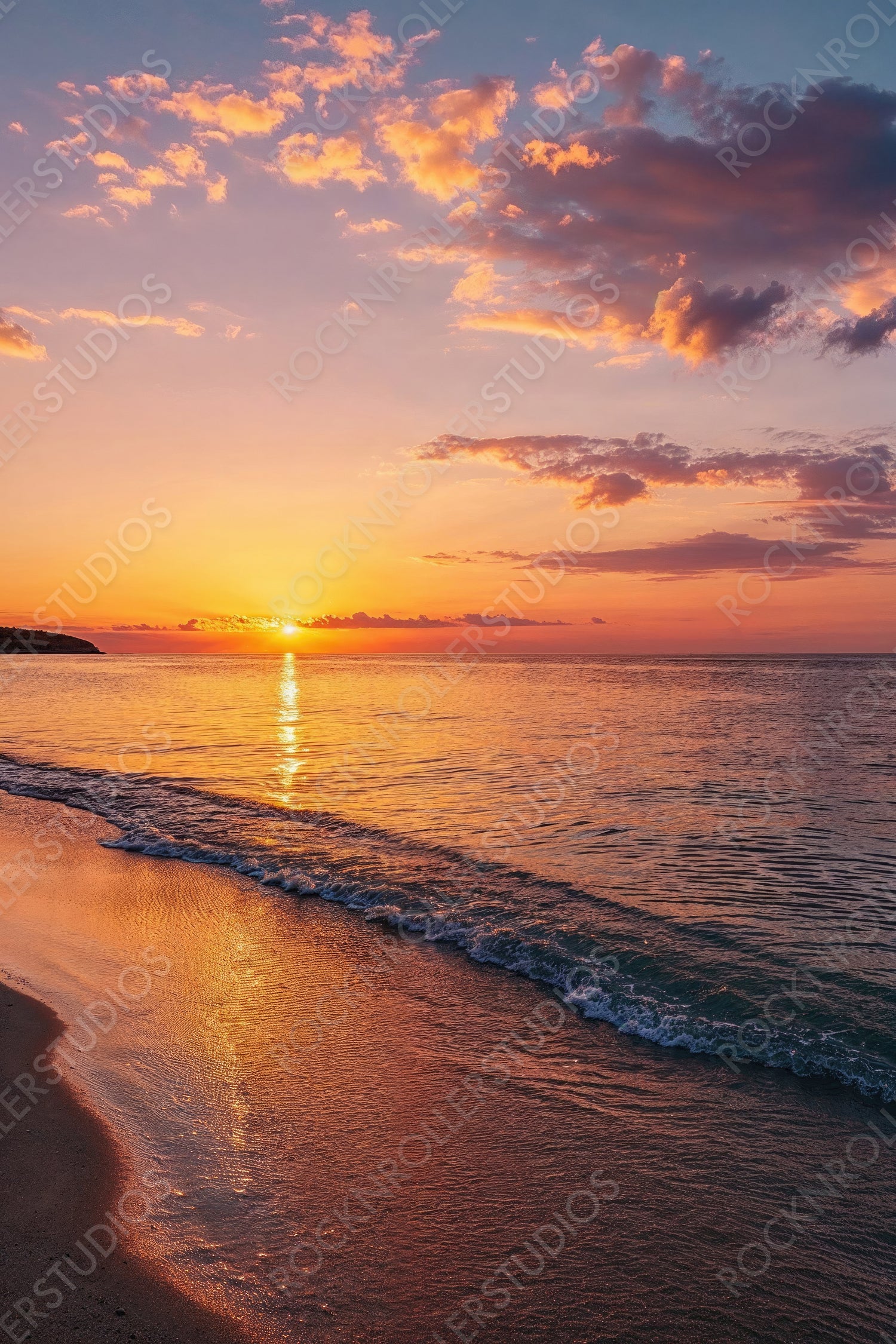 Sea and Sky concept with Magical Sunset Beach in the Commonwealth. Relaxing get-away Shoreline.