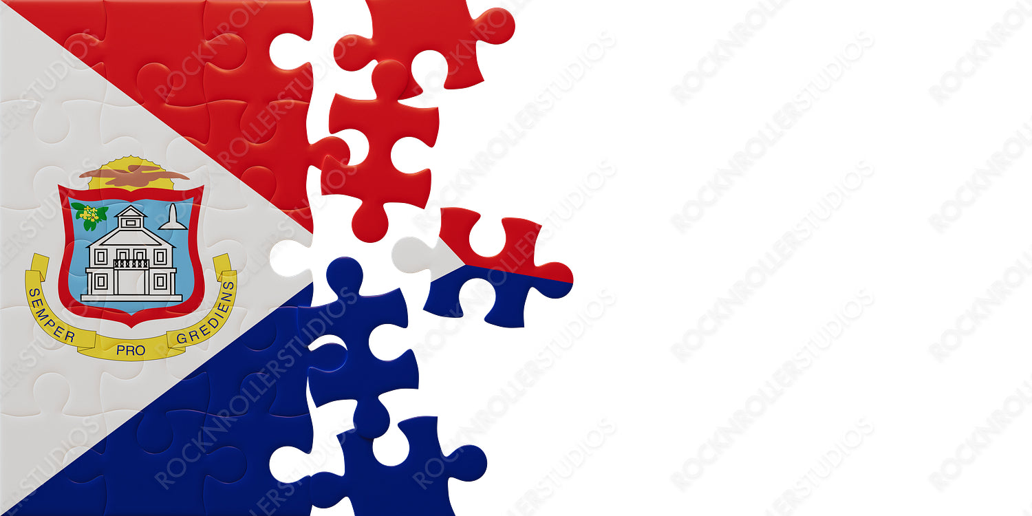 Vibrant Sint Maarten Flag Puzzle: National Symbols and Colors in Progress