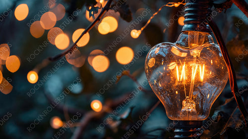 Enchanting Heart-Shaped Bulb with Twinkling Bokeh Lights - Romantic Evening Ambiance