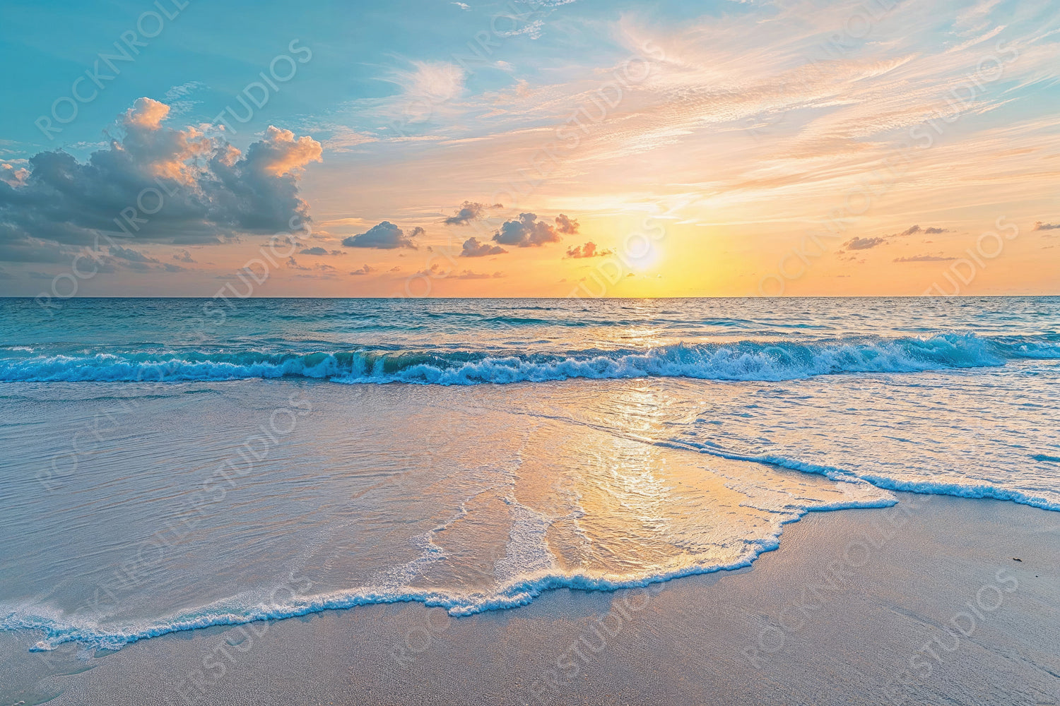 Wanderlust background with Breath-taking Sunset Beach in the Dominican Republic. Tranquil getaway Island.