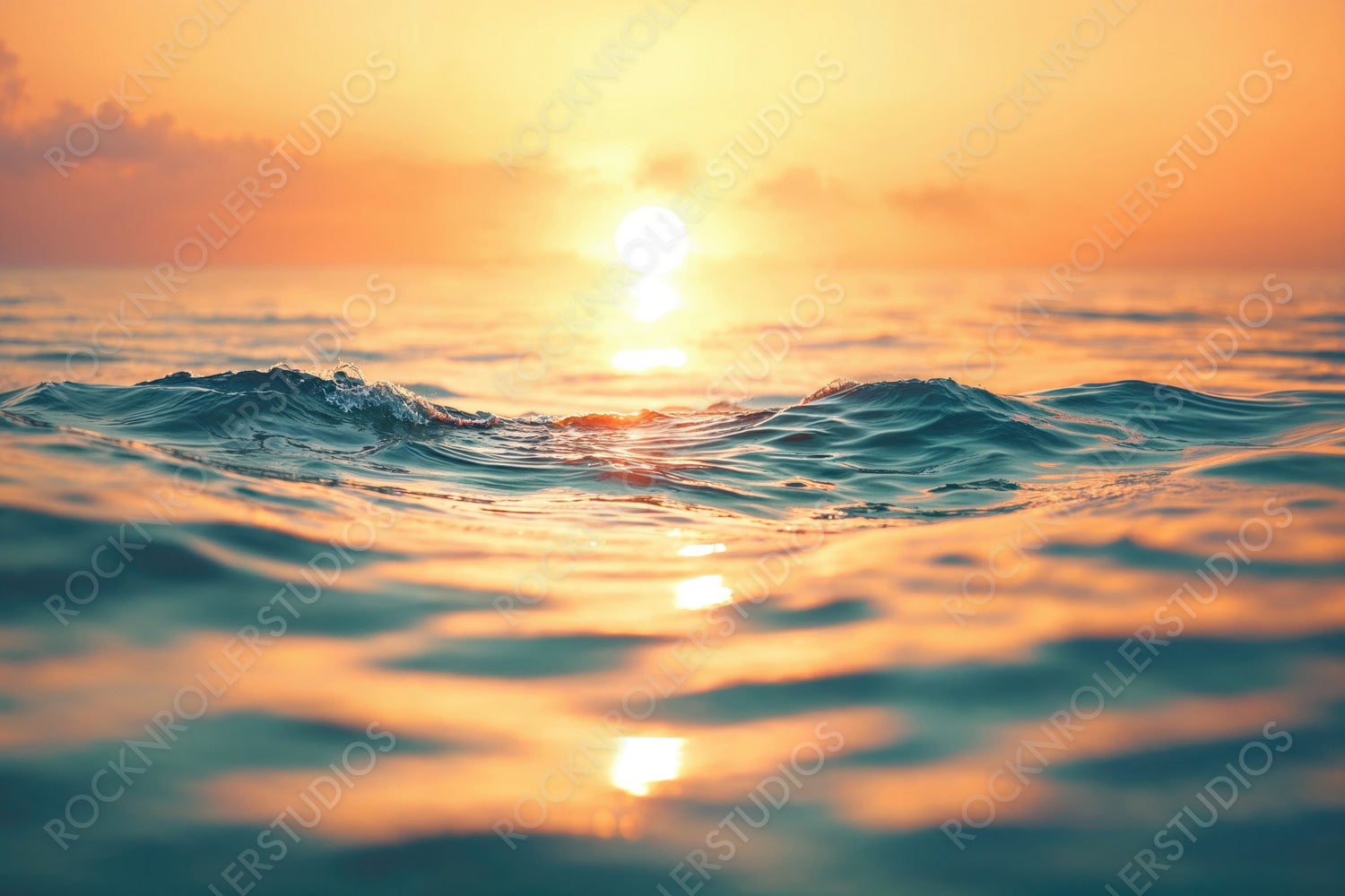 Travel background with Dreamlike Sunset Beach. Relaxing get-away Resort.