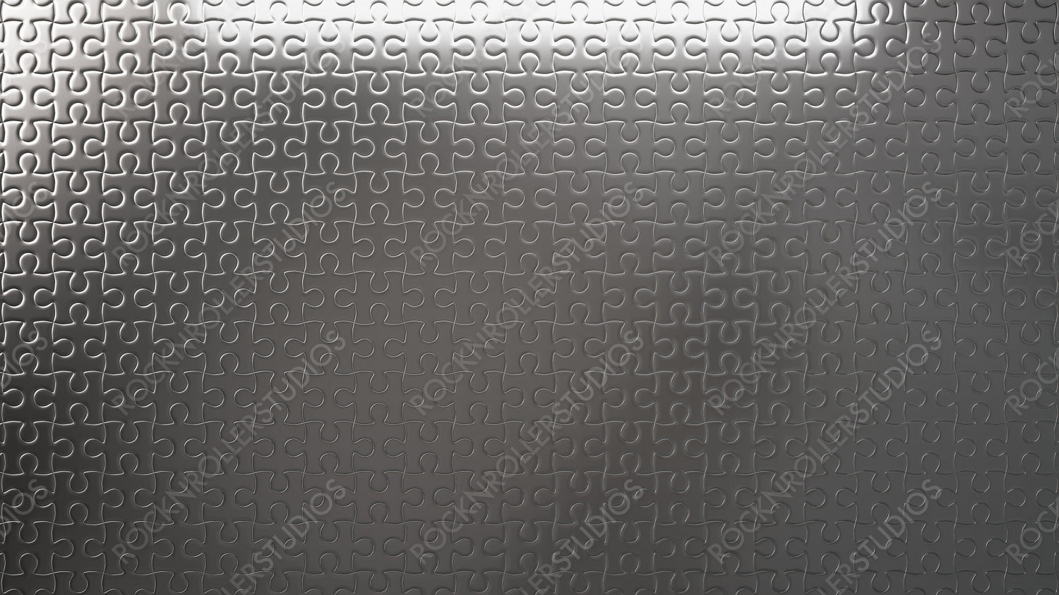 Silver Puzzle Perfection: Gradient Light on Interlocking Metallic Pieces