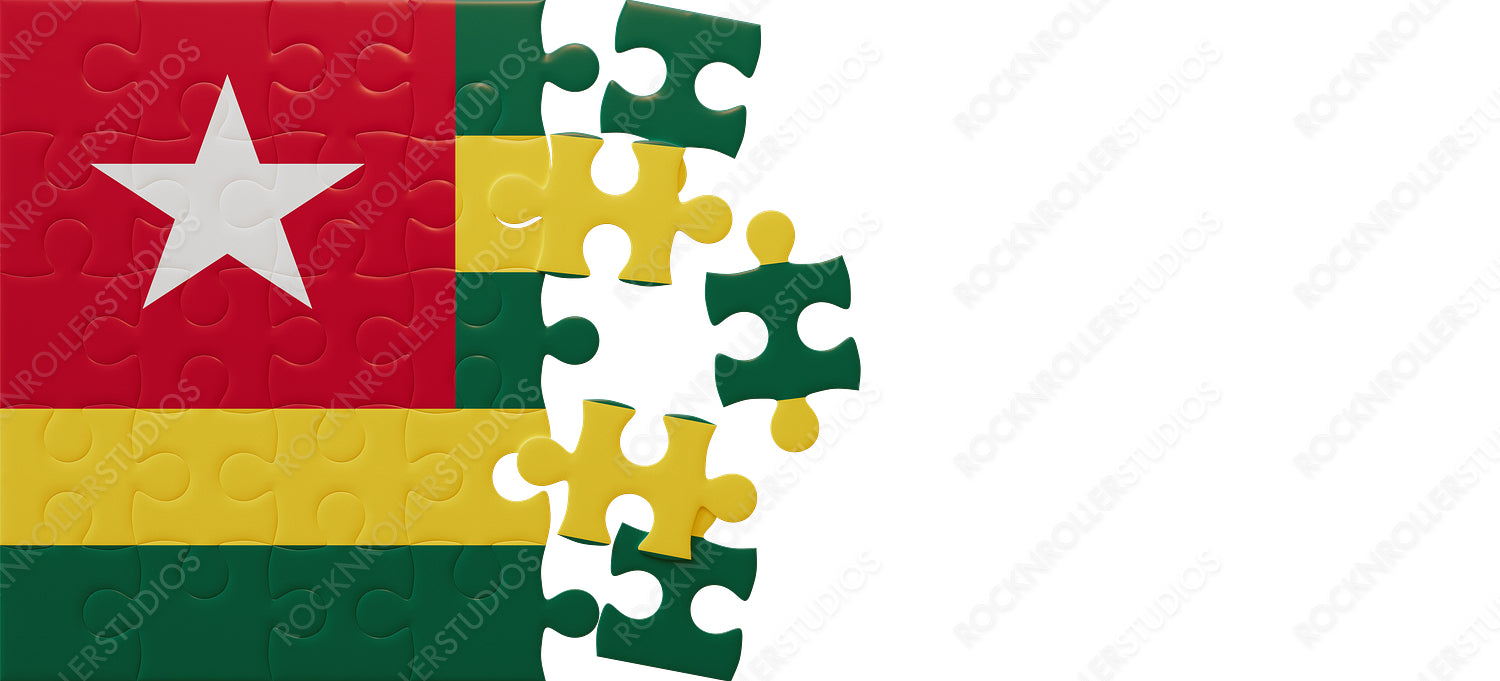 Creative Puzzle Challenge: Togo Flag with Unassembled Jigsaw Pieces