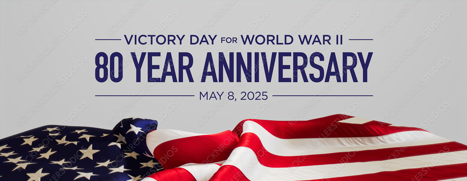 80th WWII Victory Day Anniversary with Draped American Flag - May 8, 2025